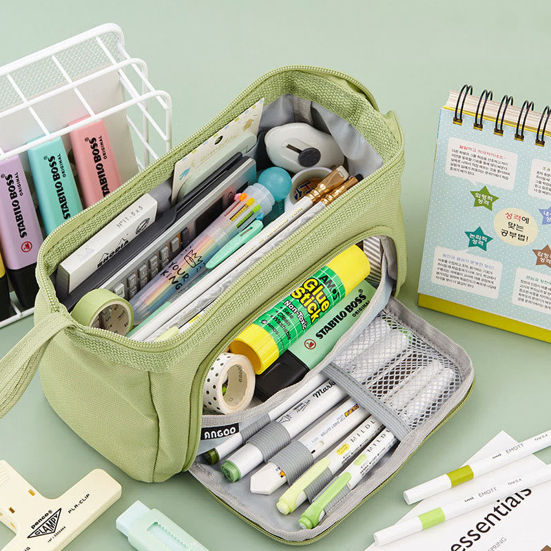 Multifunctional Double Layer Large Capacity Pencil Case for Study & Organization