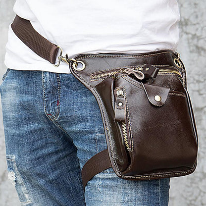 Genuine Leather Retro Sport Waist Bag – Classic Style Meets Practical Functionality - VOTVO