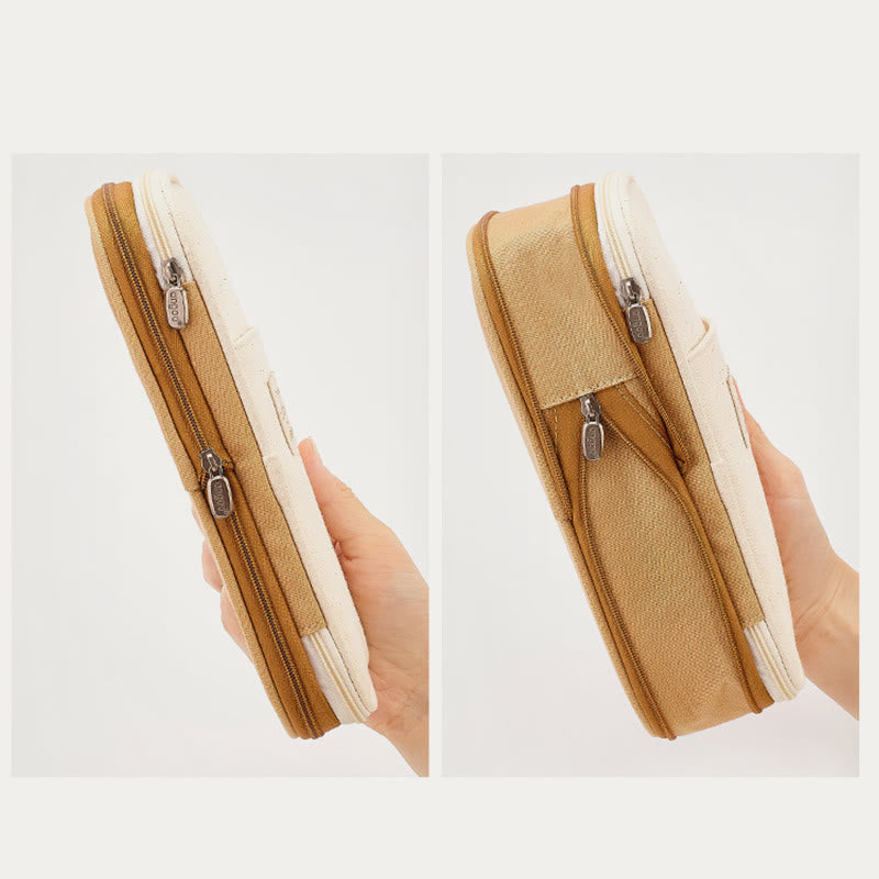 Large Capacity Color Matching Canvas Pencil Case – Perfect for Study & Organization
