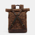 Unisxe Leather Canvas Waxed Backpack Travel Rucksack Waterproof Laptop Bag - VOTVO