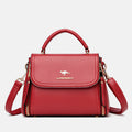 Medium Double Compartment Leather Satchel Handbag with Crossbody Strap – Stylish Top Handle Purse for Women