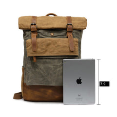 Canvas Leather Backpack Rucksack – Fits 15.6" Laptops | Perfect for College, Weekend Travel, and Daily Use