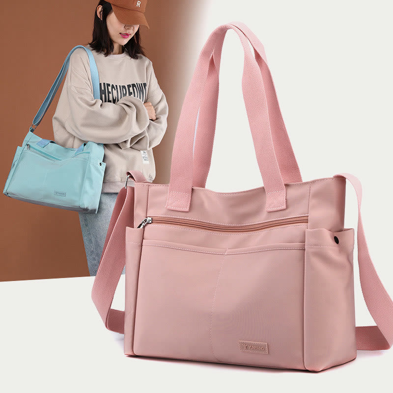 Minimalistische Nylon-Tragetasche für Damen – Große Handtasche für Schule &amp; Fitness