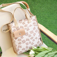 Floral Crossbody Tote Bag – Cute Nylon Shoulder Purse for Office & Daily Use
