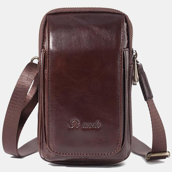 Genuine Leather Waist Bag – Multifunctional Messenger & Shoulder Bag for Men