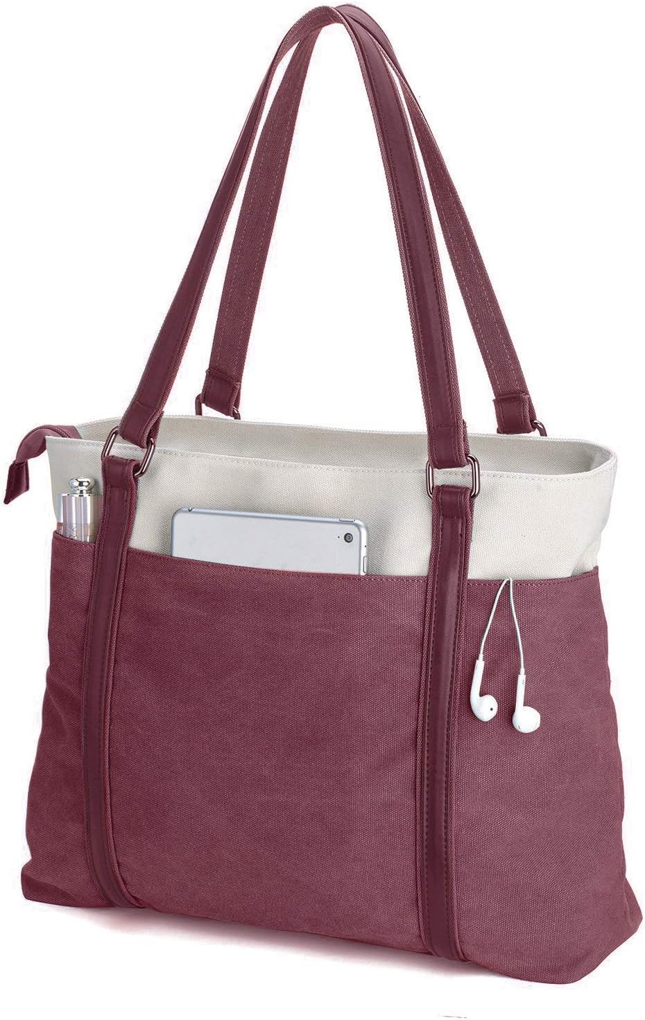 Women Laptop Tote Bag for Work – Lightweight Splice Canvas 15.6 Inch Handbag Purse - VOTVO