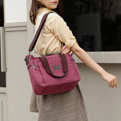 Multi-Pocket Canvas Handbag for Women - Durable, Roomy Shoulder Tote & Crossbody Bag