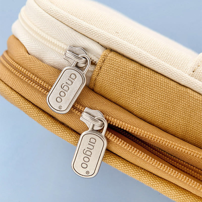 Large Capacity Color Matching Canvas Pencil Case – Perfect for Study & Organization