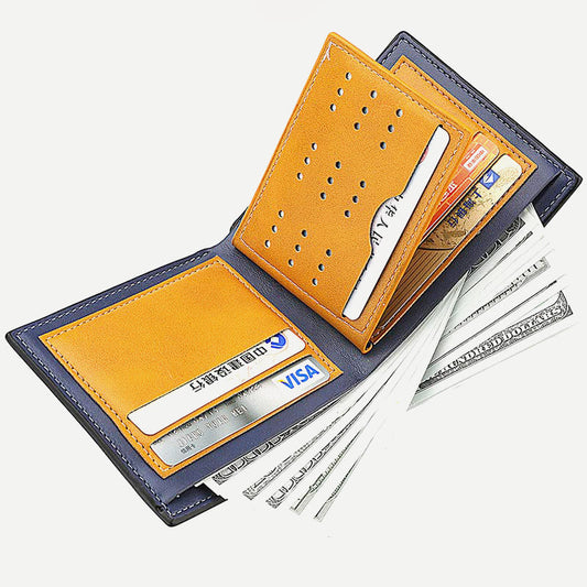 Men’s Slimfold Wallet with Extra Capacity & Passcase – Durable PU Leather Card Holder