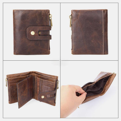 Multifunctional Double Zipper Vintage Wallet – Stylish and Practical - VOTVO