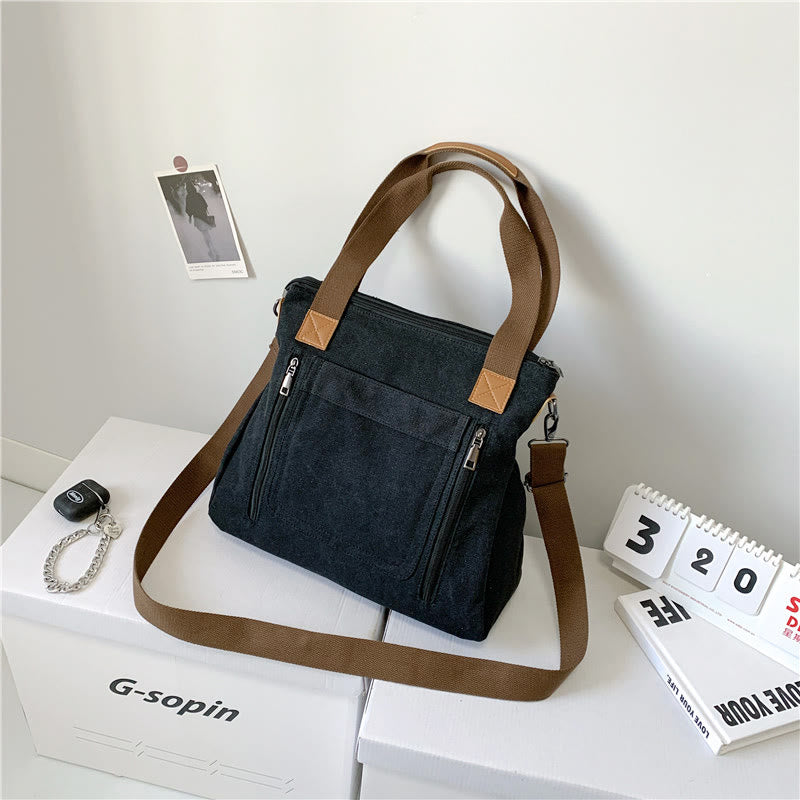 Vintage Leisure Tote Bag for Women – Canvas Crossbody Commuter Shoulder Bag