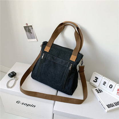 Vintage Leisure Tote Bag for Women – Canvas Crossbody Commuter Shoulder Bag