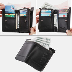 RFID Large Capacity Bifold Wallet for Men – Retro Genuine Leather with 20 Card Slots & Zipper Pockets - VOTVO