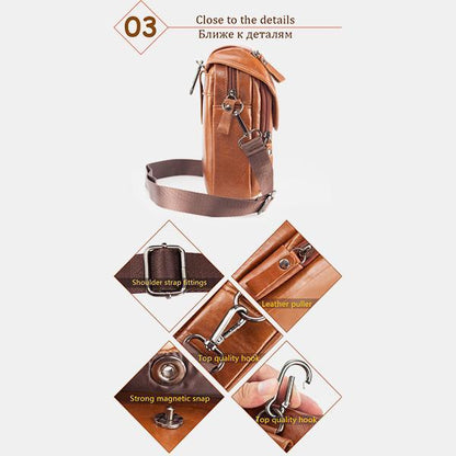 Men's Genuine Leather Phone Purse – Crossbody & Waist Bag for Daily Use