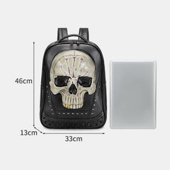 3D Leather Skull Laptop Backpack – Steampunk Rivet Travel & College Bag