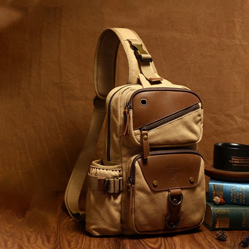 Sling Bag for Men – Retro Canvas Crossbody Chest Bag, Lightweight & Versatile for Daily Use and Travel - VOTVO