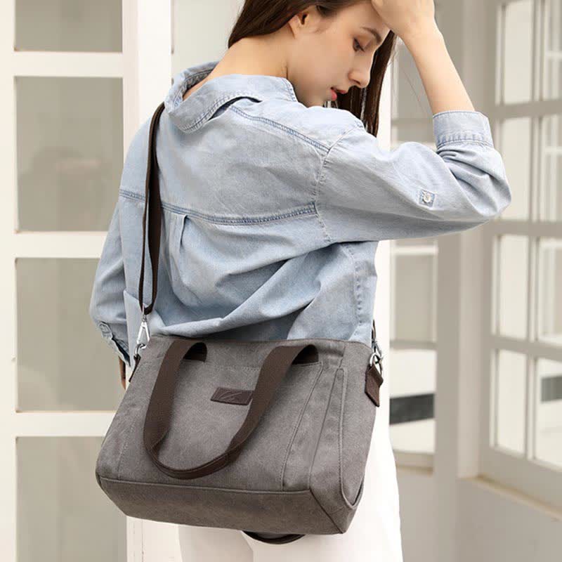Women's Canvas Tote Shoulder Handbag – Casual Crossbody Purse Work Bag - VOTVO