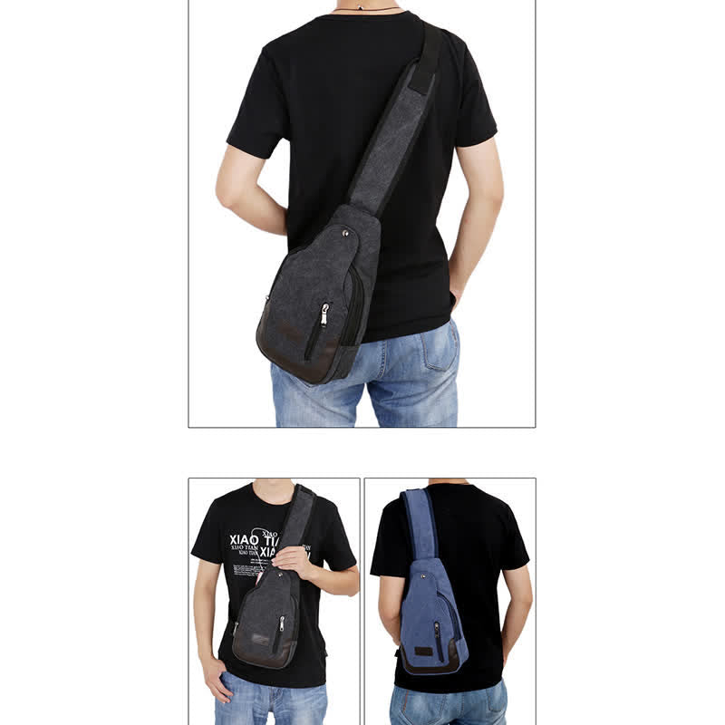 Canvas Sling Bag for Men - Outdoor Travel & Camping Chest Day Pack