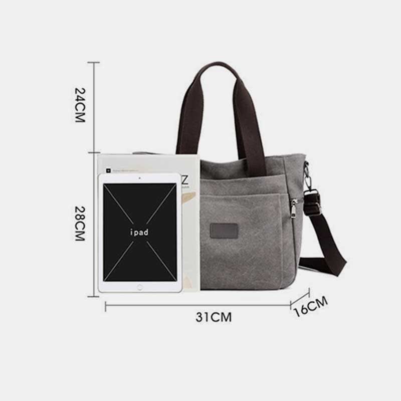 Multi-Pocket Canvas Handbag for Women - Durable, Roomy Shoulder Tote & Crossbody Bag