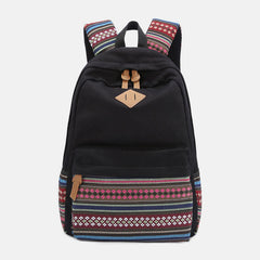 Colorful Stripe Custom Canvas Backpack for Women – Sporty Student Daypack