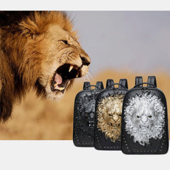 3D Animal Head Studded Leather Backpack – Cool Laptop College Bookbag - VOTVO