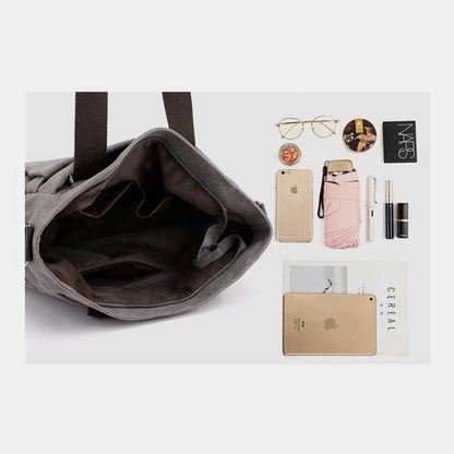 Multi-Pocket Canvas Handbag for Women - Durable, Roomy Shoulder Tote & Crossbody Bag