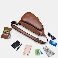 Anti - theft Slim Sling Bag for Men | Genuine Leather Crossbody Chest Bag - VOTVO
