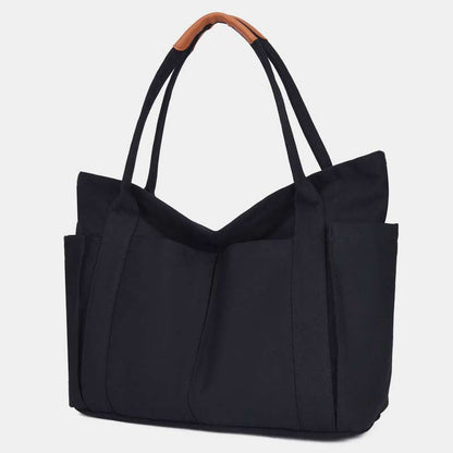 Minimalist Large Capacity Tote Bag for Women – Canvas Shoulder Bag with Zipper Closure