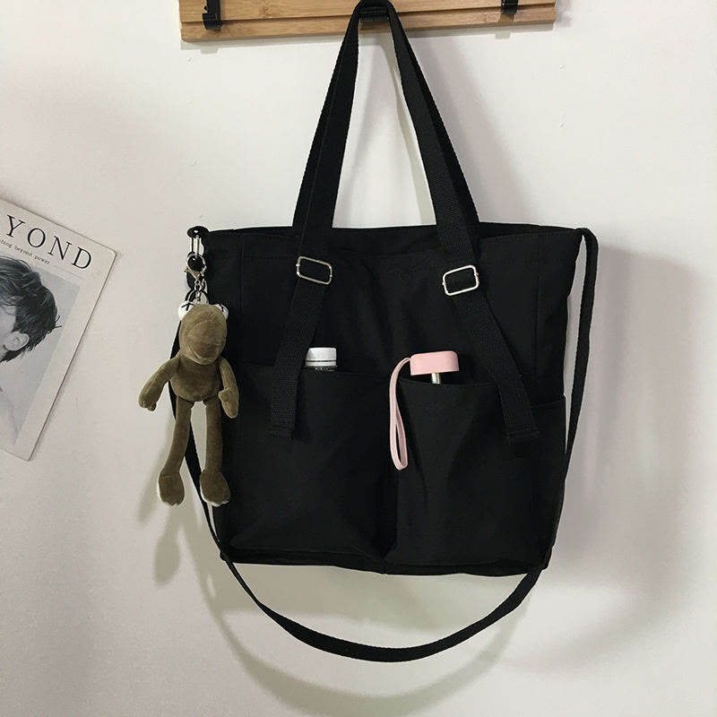 Waterproof Canvas Tote Bag for Women – Large Capacity Crossbody & Shoulder Bag for Students