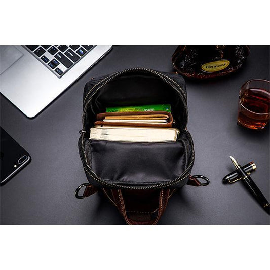Genuine Leather Casual Sling Bag for Men - Fashionable Crossbody Shoulder Chest Bag