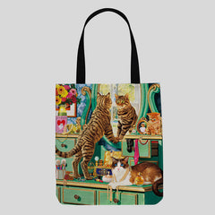 Cute Kitty Canvas Tote Bag – Multifunctional Handbag & Shoulder Bag for Daily Use