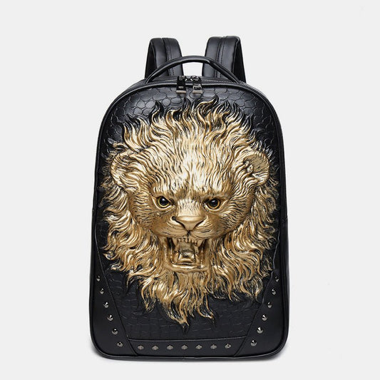 3D Animal Head Studded Leather Backpack – Cool Laptop College Bookbag - VOTVO