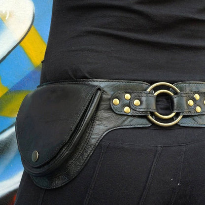 Medieval Leather Double Pocket Belt Bag – Vintage Hip Belt Waist Bag for Daily and Festivals - VOTVO