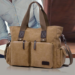 Casual Canvas Laptop Tote Bag for Men & Women – Work Handbag with Adjustable Strap