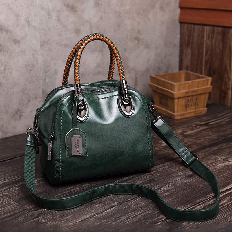 Vintage Leather Satchel Handbag – Top-Handle & Crossbody Strap
