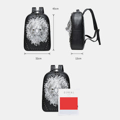 3D Animal Head Studded Leather Backpack – Cool Laptop College Bookbag