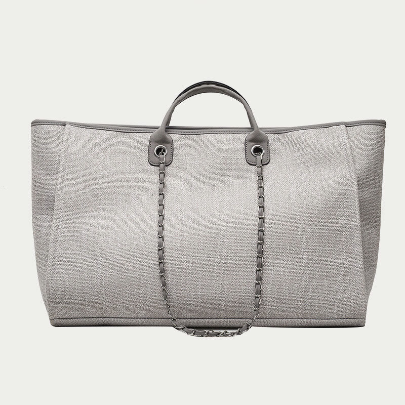 Crossbody Canvas Tote for Women – Chain Strap Bucket Bag