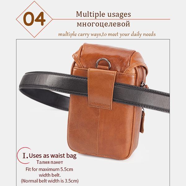 Men's Genuine Leather Phone Purse – Crossbody & Waist Bag for Daily Use