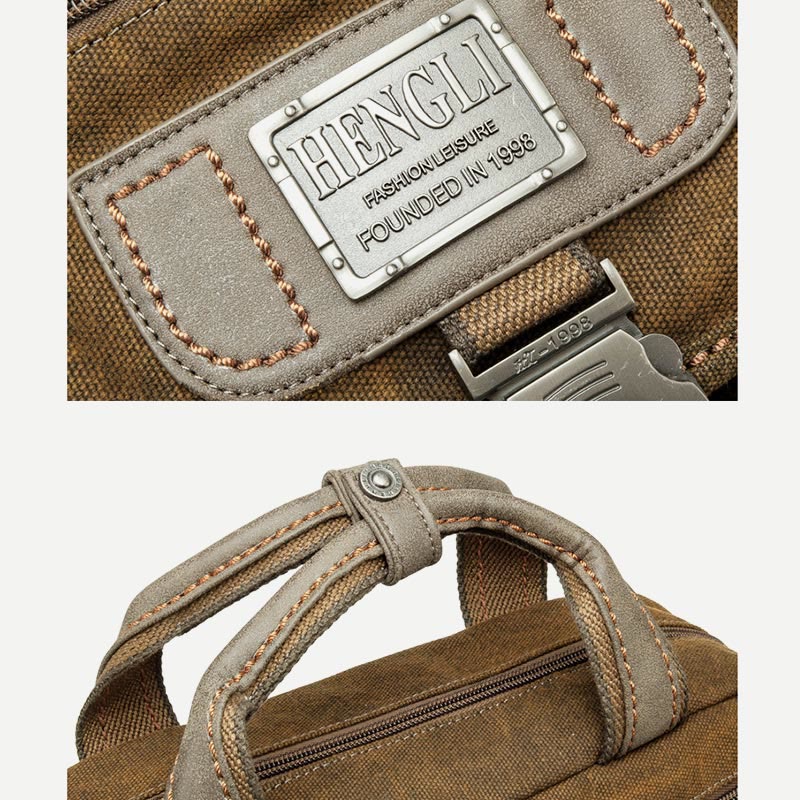 Vintage Canvas Messenger Bag for Men – Large Capacity Briefcase with Adjustable Shoulder Strap