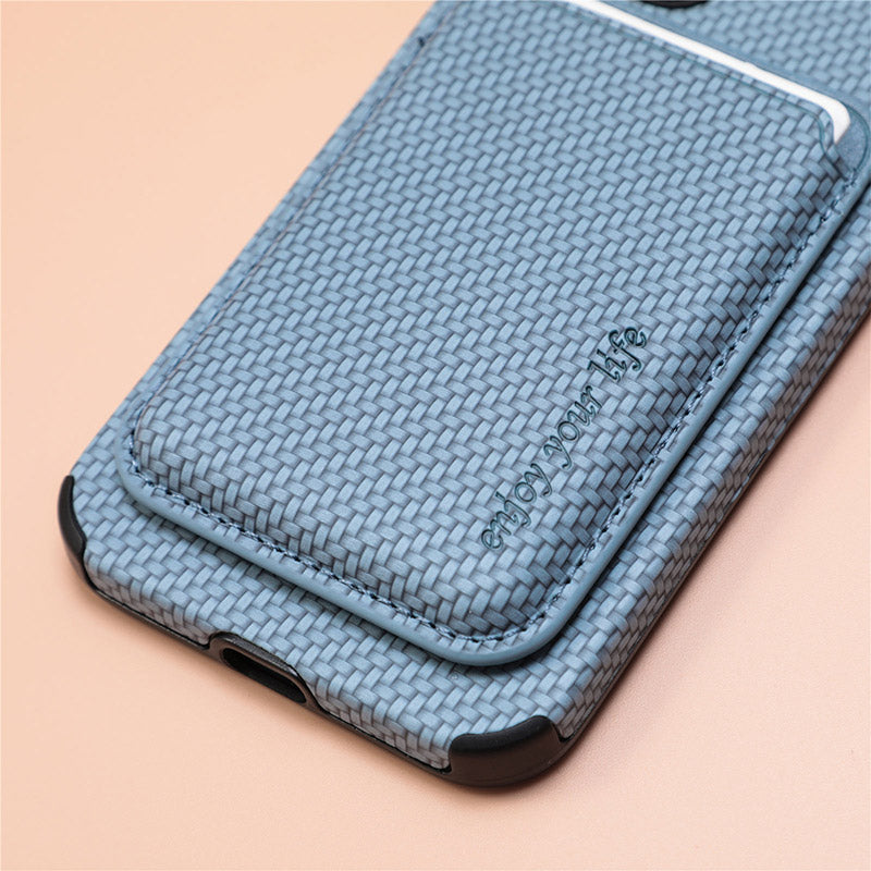 Magnetic Phone Wallet for iPhone – Fiber Texture Case with Card Holder
