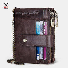 RFID Anti - Theft Large Capacity Genuine Leather Wallet with Chain – Secure & Stylish - VOTVO