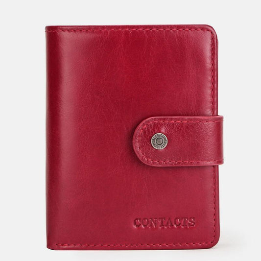 Genuine Leather RFID Trifold Anti-theft Retro Wallet for Women