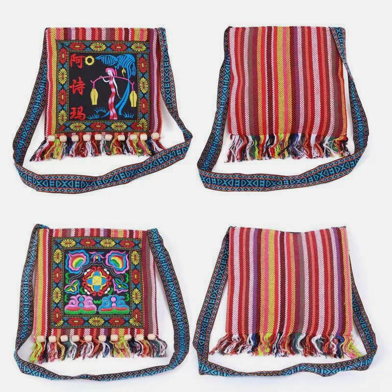 Folk Custom Shoulder Bag for Women – Vintage Embroidery Canvas Crossbody Bag