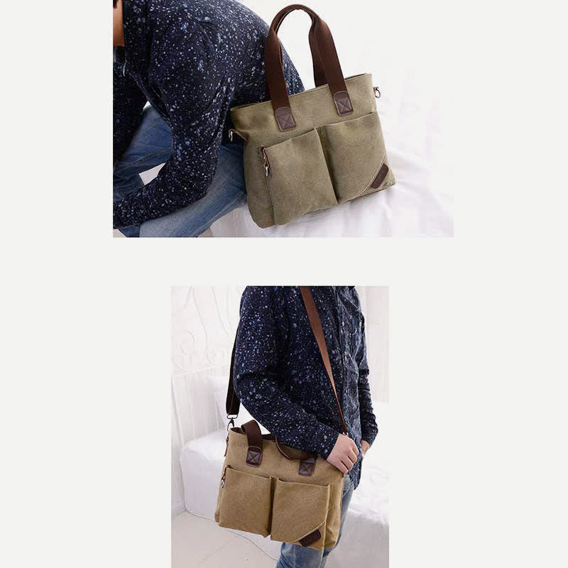 Unisex Canvas Shoulder Bag – Retro Casual Handbag & Work Tote
