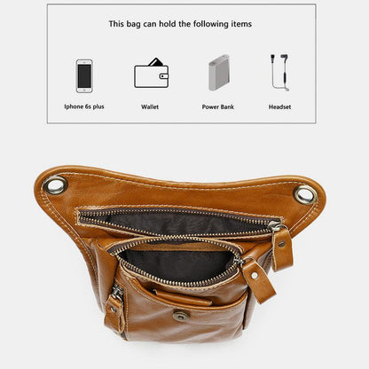 Genuine Leather Retro Sport Waist Bag – Classic Style Meets Practical Functionality