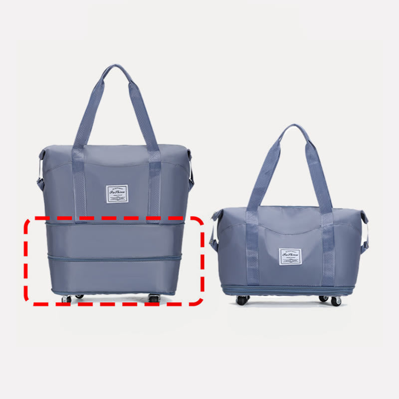 Tote Bag for Travel with Pull Rod & Oblique Folding Storage – Large Capacity Nylon Travel Sleeve