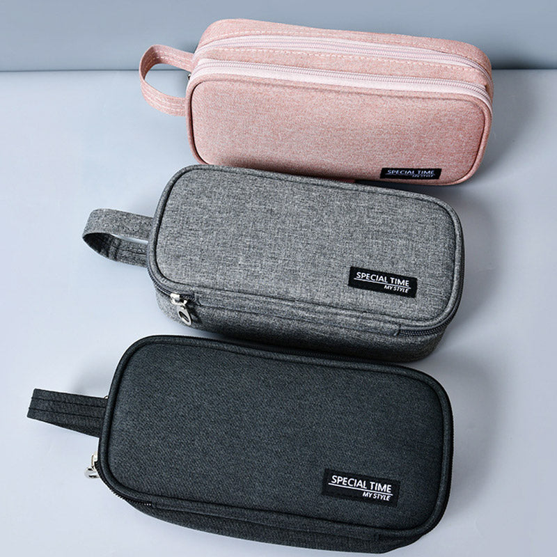 Large Capacity Canvas Pencil Case – Durable Pen Pouch for Office & School