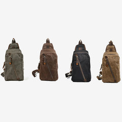 Canvas Sling Bag Shoulder Chest Pack for Men – Travel Hiking Crossbody Daypack