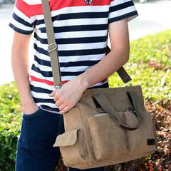 Casual Canvas Laptop Tote Bag for Men & Women – Work Handbag with Adjustable Strap - VOTVO