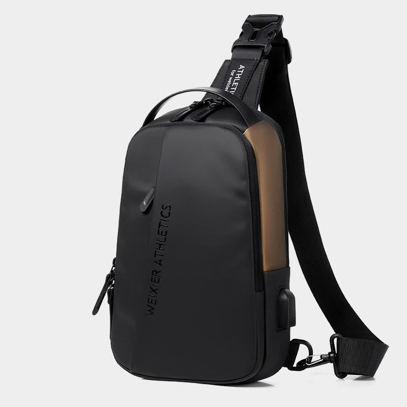 Waterproof Sling Bag for Men – Multi-Functional Chest Bag with USB Charging Port for Hiking, Cycling, and Travel